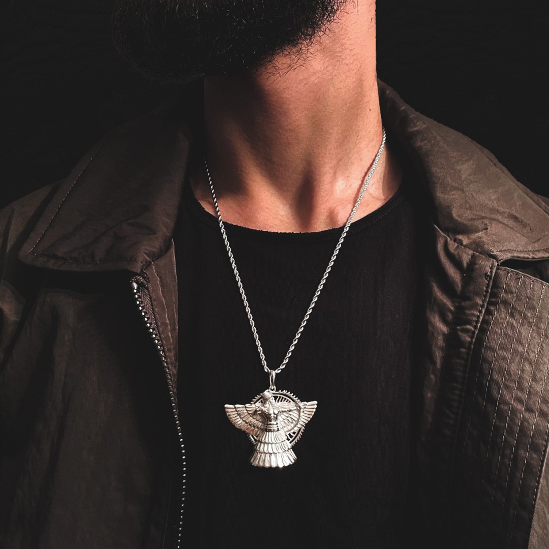 ashur pendant on male model